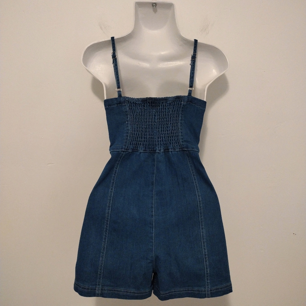 Fashion Nova Blue Denim Button-Front Romper - Picture 9 of 16